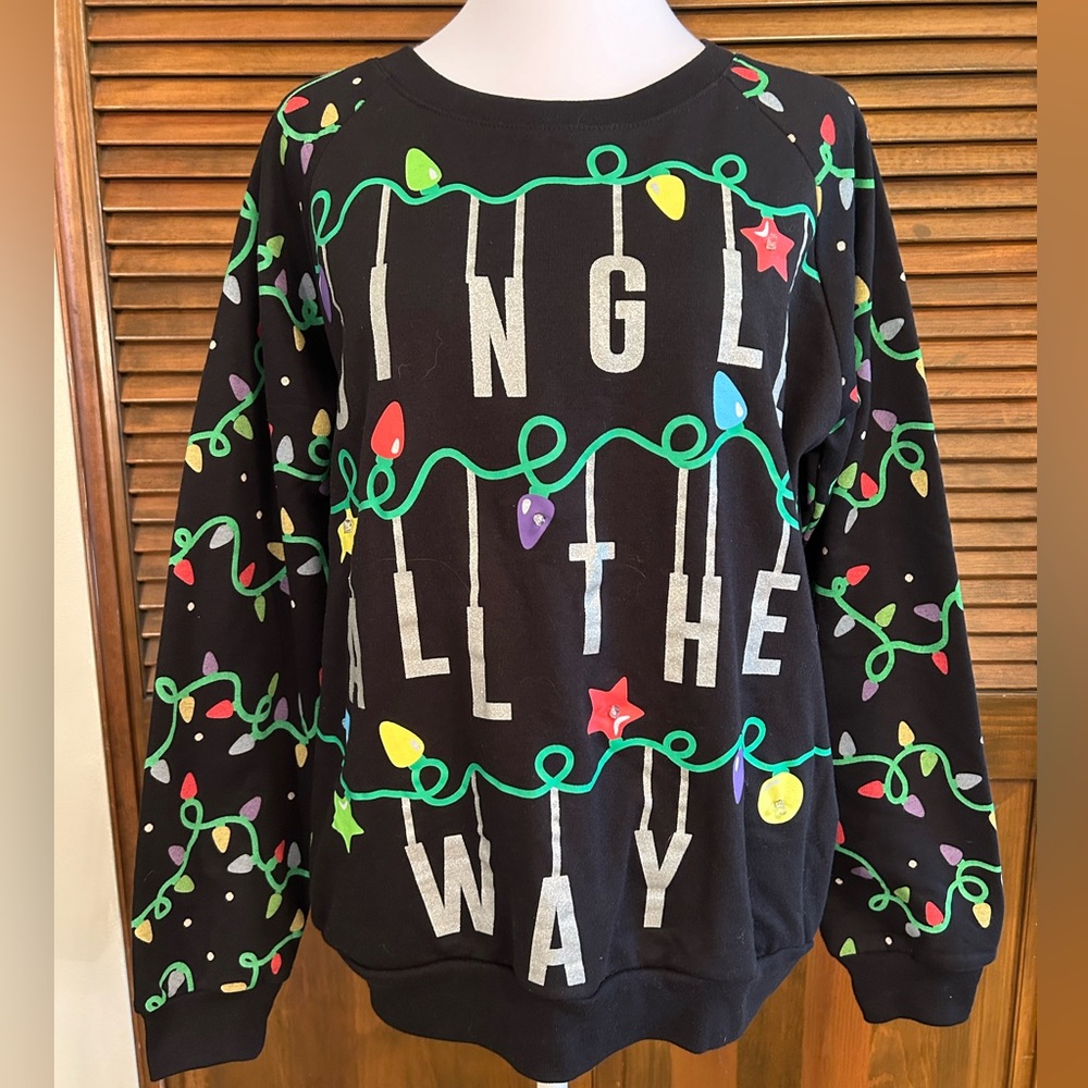 Freeze Jingle All the Way LED Flashing Lights Festive Sweatshirt Size L (11-13)